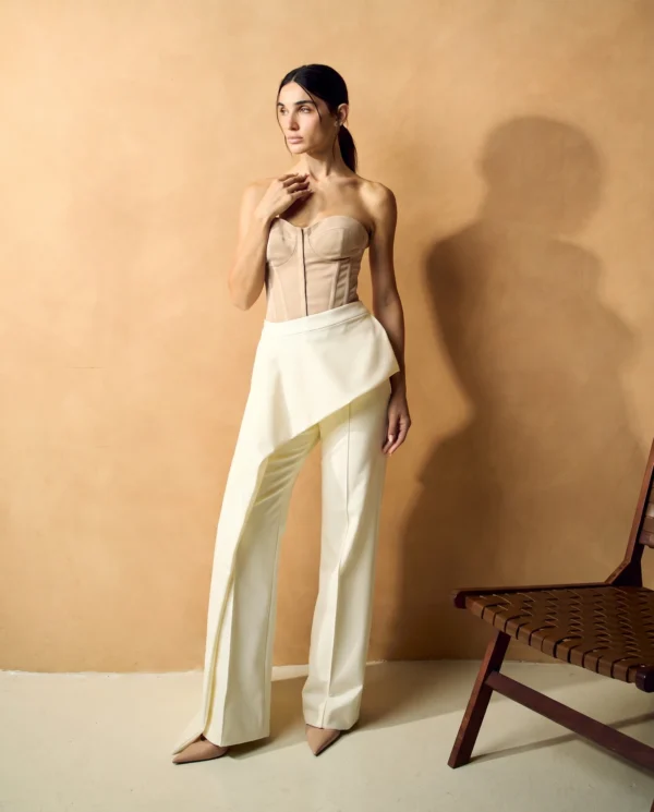 Design 6 + Design 12 Asymmetric Ivory Tailored Trousers