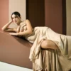 Champagne One-Shoulder Draped Dress