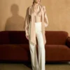 NOUF ABAYA NOV 2ND2060 Nude Tie-Neck Bodysuit Blouse