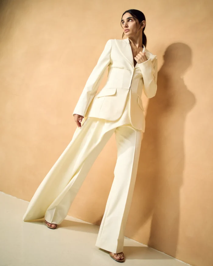 NOUF ABAYA NOV 2ND2540 Ivory Tailored Power Suit
