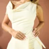 NOUF ABAYA NOV 2ND2695 Asymmetric Ivory Tailored Trousers