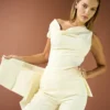NOUF ABAYA NOV 2ND2703 Asymmetric Ivory Tailored Trousers