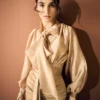 Soft Gold Draped Front Skirt