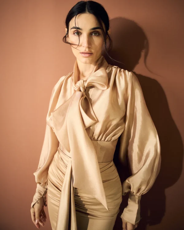 Soft Gold Draped Front Skirt
